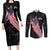American Eagle Bowling Couples Matching Long Sleeve Bodycon Dress and Long Sleeve Button Shirt with Distressed Flag and Grunge Pattern in Red White and Blue - Wonder Print Shop