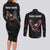 American Eagle Bowling Couples Matching Long Sleeve Bodycon Dress and Long Sleeve Button Shirt with Distressed Flag and Grunge Pattern in Red White and Blue - Wonder Print Shop