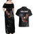 American Eagle Bowling Couples Matching Off Shoulder Maxi Dress and Hawaiian Shirt with Distressed Flag and Grunge Pattern in Red White and Blue - Wonder Print Shop