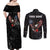 American Eagle Bowling Couples Matching Off Shoulder Maxi Dress and Long Sleeve Button Shirt with Distressed Flag and Grunge Pattern in Red White and Blue - Wonder Print Shop