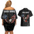 American Eagle Bowling Couples Matching Off Shoulder Short Dress and Hawaiian Shirt with Distressed Flag and Grunge Pattern in Red White and Blue - Wonder Print Shop