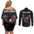 American Eagle Bowling Couples Matching Off Shoulder Short Dress and Long Sleeve Button Shirt with Distressed Flag and Grunge Pattern in Red White and Blue - Wonder Print Shop