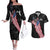 American Eagle Bowling Couples Matching Off The Shoulder Long Sleeve Dress and Hawaiian Shirt with Distressed Flag and Grunge Pattern in Red White and Blue - Wonder Print Shop