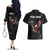 American Eagle Bowling Couples Matching Off The Shoulder Long Sleeve Dress and Hawaiian Shirt with Distressed Flag and Grunge Pattern in Red White and Blue - Wonder Print Shop