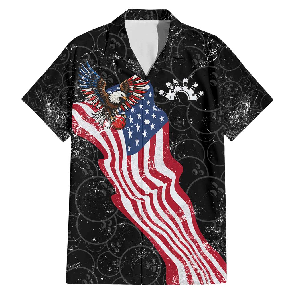American Eagle Bowling Family Matching Mermaid Dress and Hawaiian Shirt with Distressed Flag and Grunge Pattern in Red White and Blue - Wonder Print Shop