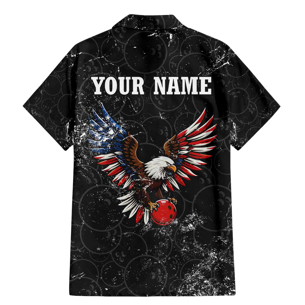 American Eagle Bowling Family Matching Mermaid Dress and Hawaiian Shirt with Distressed Flag and Grunge Pattern in Red White and Blue - Wonder Print Shop