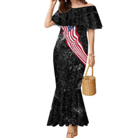 American Eagle Bowling Family Matching Mermaid Dress and Hawaiian Shirt with Distressed Flag and Grunge Pattern in Red White and Blue - Wonder Print Shop