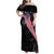 American Eagle Bowling Family Matching Off Shoulder Maxi Dress and Hawaiian Shirt with Distressed Flag and Grunge Pattern in Red White and Blue - Wonder Print Shop