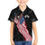 American Eagle Bowling Family Matching Off Shoulder Short Dress and Hawaiian Shirt with Distressed Flag and Grunge Pattern in Red White and Blue - Wonder Print Shop
