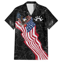 American Eagle Bowling Family Matching Short Sleeve Bodycon Dress and Hawaiian Shirt with Distressed Flag and Grunge Pattern in Red White and Blue - Wonder Print Shop