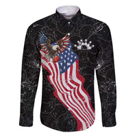 American Eagle Bowling Family Matching Short Sleeve Bodycon Dress and Hawaiian Shirt with Distressed Flag and Grunge Pattern in Red White and Blue - Wonder Print Shop