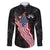 American Eagle Bowling Family Matching Short Sleeve Bodycon Dress and Hawaiian Shirt with Distressed Flag and Grunge Pattern in Red White and Blue - Wonder Print Shop