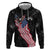 American Eagle Bowling Hoodie with Distressed Flag and Grunge Pattern in Red White and Blue - Wonder Print Shop