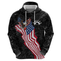 American Eagle Bowling Hoodie with Distressed Flag and Grunge Pattern in Red White and Blue - Wonder Print Shop
