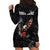 American Eagle Bowling Hoodie Dress with Distressed Flag and Grunge Pattern in Red White and Blue - Wonder Print Shop