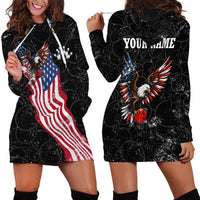 American Eagle Bowling Hoodie Dress with Distressed Flag and Grunge Pattern in Red White and Blue - Wonder Print Shop