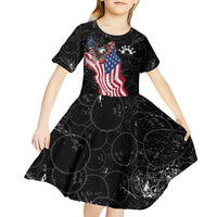 American Eagle Bowling Kid Short Sleeve Dress with Distressed Flag and Grunge Pattern in Red White and Blue - Wonder Print Shop