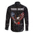 American Eagle Bowling Long Sleeve Button Shirt with Distressed Flag and Grunge Pattern in Red White and Blue - Wonder Print Shop