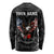 American Eagle Bowling Long Sleeve Shirt with Distressed Flag and Grunge Pattern in Red White and Blue - Wonder Print Shop