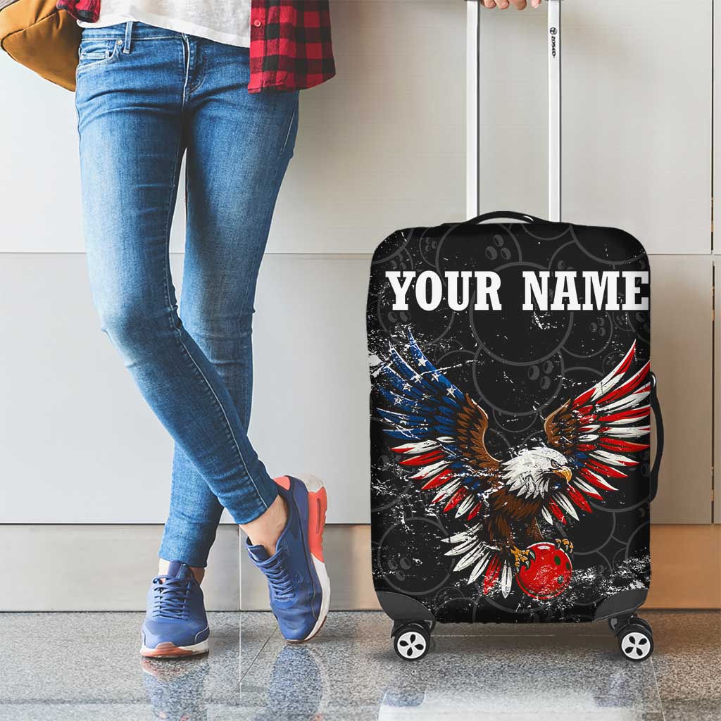 American Eagle Bowling Luggage Cover with Distressed Flag and Grunge Pattern in Red White and Blue - Wonder Print Shop