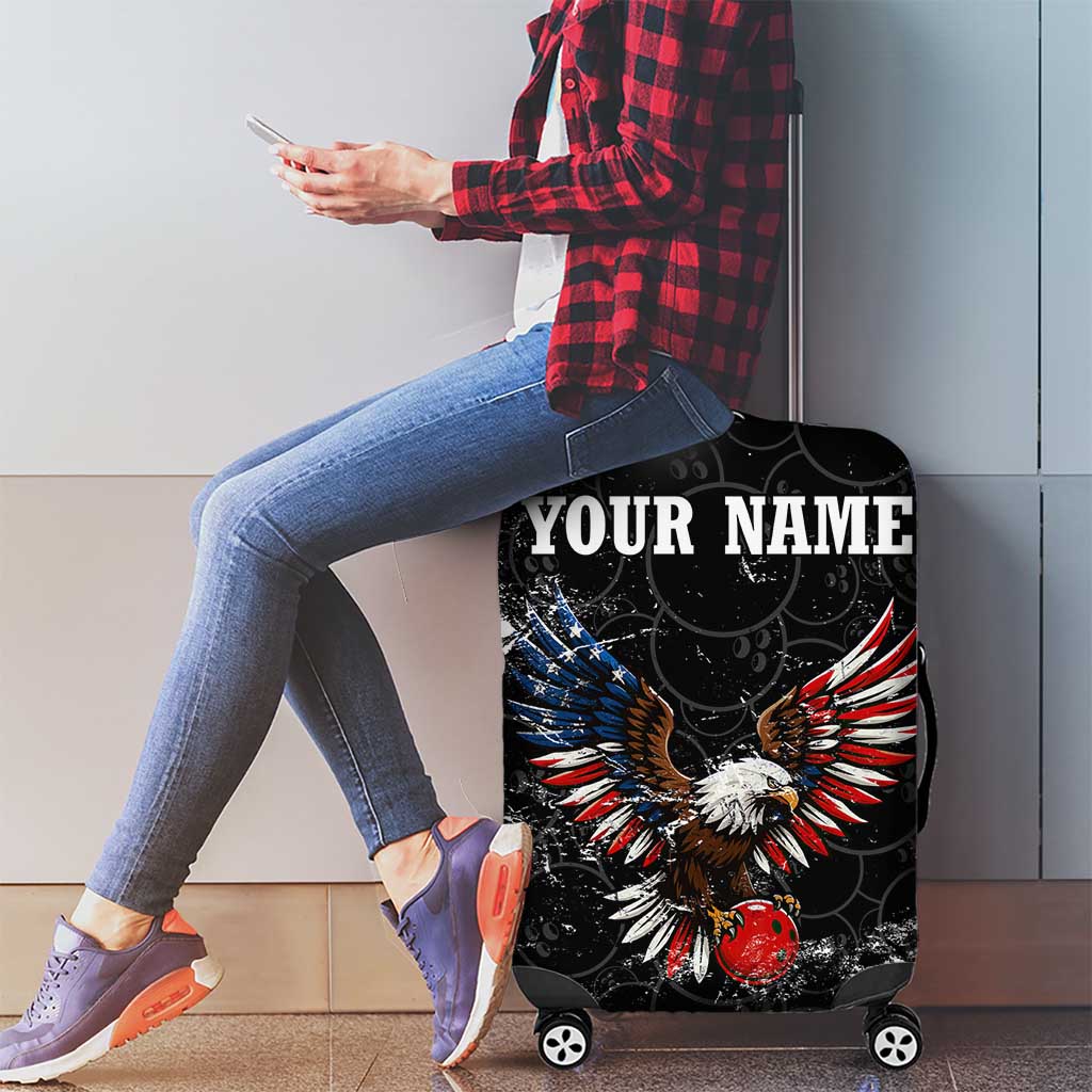 American Eagle Bowling Luggage Cover with Distressed Flag and Grunge Pattern in Red White and Blue - Wonder Print Shop