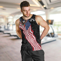 American Eagle Bowling Men Tank Top with Distressed Flag and Grunge Pattern in Red White and Blue - Wonder Print Shop