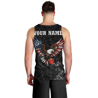 American Eagle Bowling Men Tank Top with Distressed Flag and Grunge Pattern in Red White and Blue - Wonder Print Shop