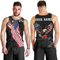 American Eagle Bowling Men Tank Top with Distressed Flag and Grunge Pattern in Red White and Blue - Wonder Print Shop