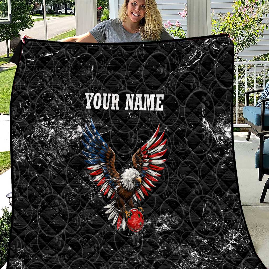 American Eagle Bowling Quilt with Distressed Flag and Grunge Pattern in Red White and Blue - Wonder Print Shop