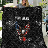 American Eagle Bowling Quilt with Distressed Flag and Grunge Pattern in Red White and Blue - Wonder Print Shop