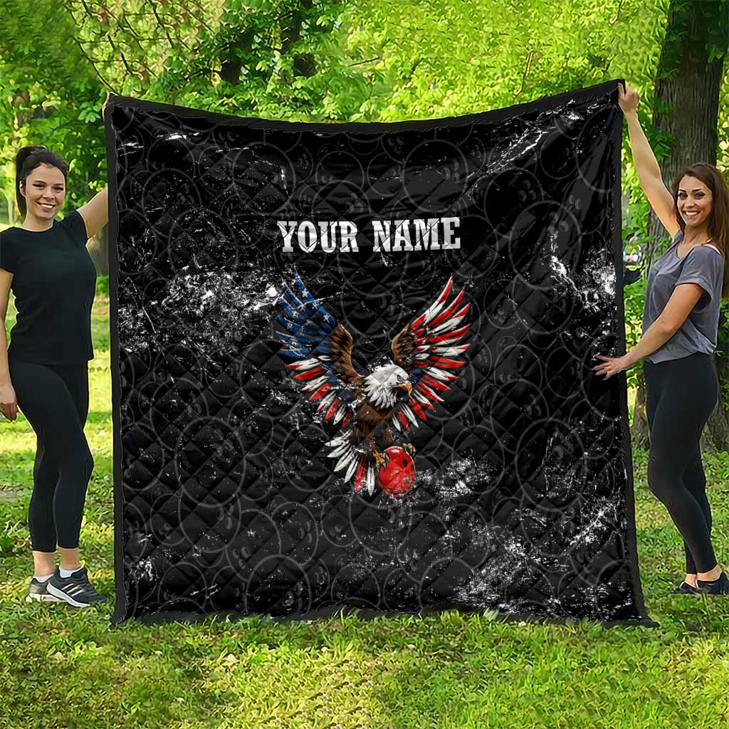 American Eagle Bowling Quilt with Distressed Flag and Grunge Pattern in Red White and Blue - Wonder Print Shop