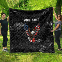 American Eagle Bowling Quilt with Distressed Flag and Grunge Pattern in Red White and Blue - Wonder Print Shop