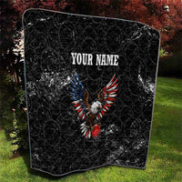 American Eagle Bowling Quilt with Distressed Flag and Grunge Pattern in Red White and Blue - Wonder Print Shop