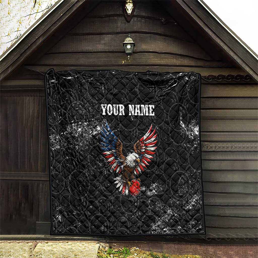 American Eagle Bowling Quilt with Distressed Flag and Grunge Pattern in Red White and Blue - Wonder Print Shop