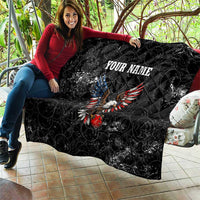 American Eagle Bowling Quilt with Distressed Flag and Grunge Pattern in Red White and Blue - Wonder Print Shop