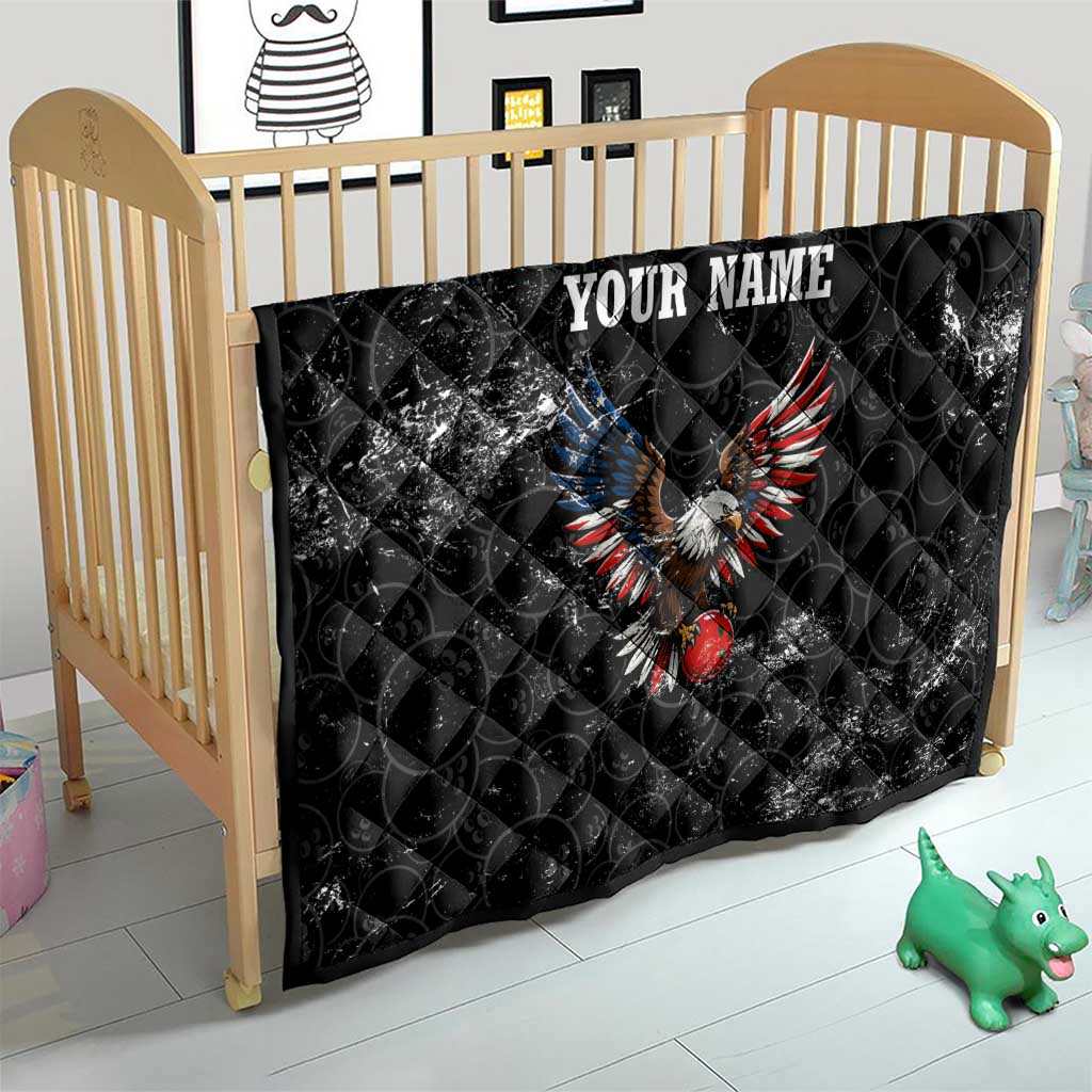 American Eagle Bowling Quilt with Distressed Flag and Grunge Pattern in Red White and Blue - Wonder Print Shop