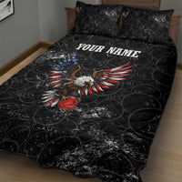 American Eagle Bowling Quilt Bed Set with Distressed Flag and Grunge Pattern in Red White and Blue - Wonder Print Shop