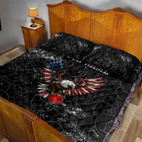 American Eagle Bowling Quilt Bed Set with Distressed Flag and Grunge Pattern in Red White and Blue - Wonder Print Shop