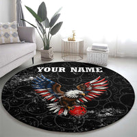 American Eagle Bowling Round Carpet with Distressed Flag and Grunge Pattern in Red White and Blue - Wonder Print Shop