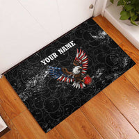 American Eagle Bowling Rubber Doormat with Distressed Flag and Grunge Pattern in Red White and Blue - Wonder Print Shop