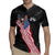 American Eagle Bowling Rugby Jersey with Distressed Flag and Grunge Pattern in Red White and Blue - Wonder Print Shop