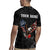 American Eagle Bowling Rugby Jersey with Distressed Flag and Grunge Pattern in Red White and Blue - Wonder Print Shop