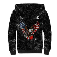 American Eagle Bowling Sherpa Hoodie with Distressed Flag and Grunge Pattern in Red White and Blue - Wonder Print Shop