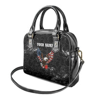 American Eagle Bowling Shoulder Handbag with Distressed Flag and Grunge Pattern in Red White and Blue - Wonder Print Shop