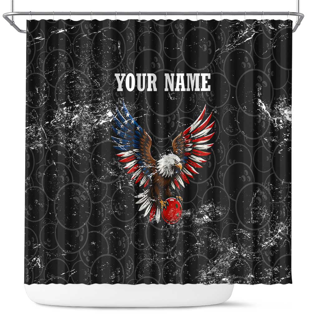 American Eagle Bowling Shower Curtain with Distressed Flag and Grunge Pattern in Red White and Blue - Wonder Print Shop
