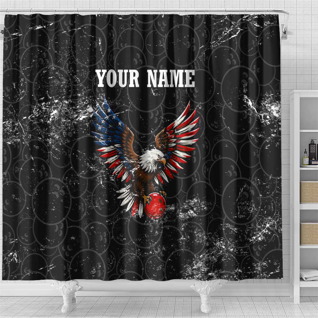 American Eagle Bowling Shower Curtain with Distressed Flag and Grunge Pattern in Red White and Blue - Wonder Print Shop