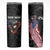 American Eagle Bowling Skinny Tumbler with Distressed Flag and Grunge Pattern in Red White and Blue - Wonder Print Shop