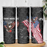 American Eagle Bowling Skinny Tumbler with Distressed Flag and Grunge Pattern in Red White and Blue - Wonder Print Shop