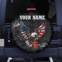 American Eagle Bowling Spare Tire Cover with Distressed Flag and Grunge Pattern in Red White and Blue - Wonder Print Shop