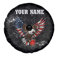 American Eagle Bowling Spare Tire Cover with Distressed Flag and Grunge Pattern in Red White and Blue - Wonder Print Shop